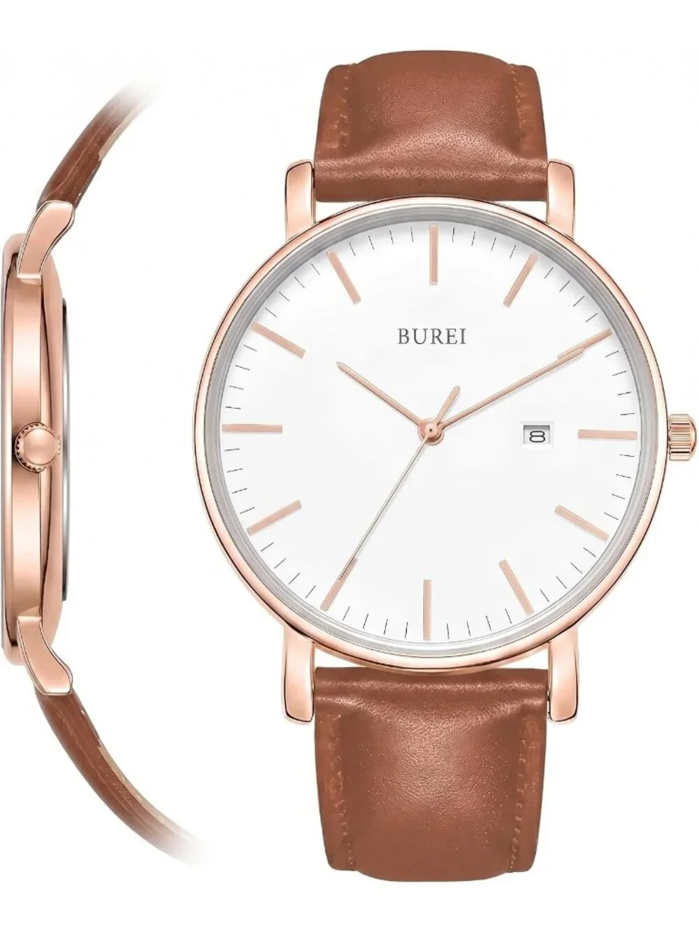 Men's Brown Ultra Thin Minimalist Analog Waterproof Casual Classic Wrist Watch